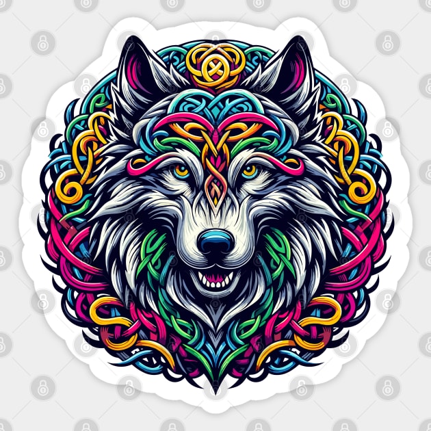 Celtic Wolf Sticker by JessArty